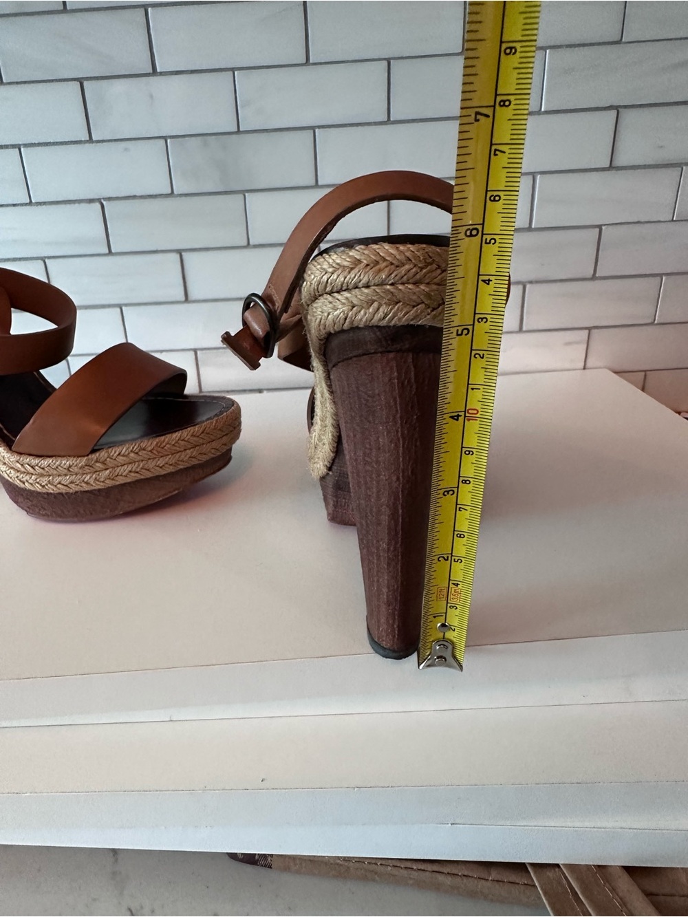 Christian Louboutin Tan Leather Espadrille Platform Wedge Sandals - Picture 5 of 6